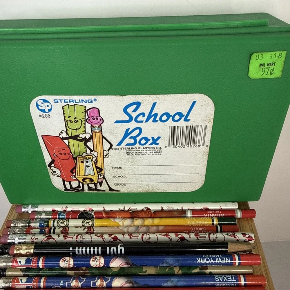 Sterling Green School Box #268 80s 1988 With 30 VTG Sports ETC School Pencils
